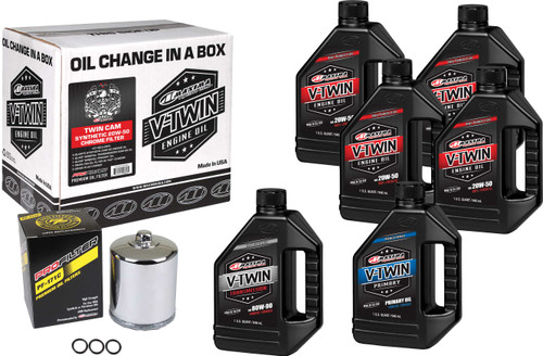 Maxima V-Twin Syn Oil Change Kit Tc Chrome Filter 90-119016PC