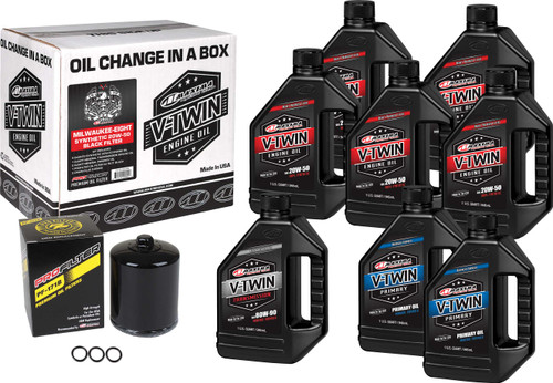 Maxima V-Twin Syn Oil Change Kit M8 Black Filter 90-129018PB