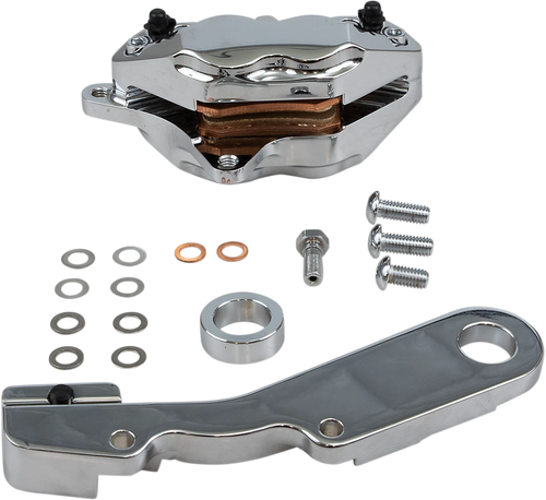 Hawg Halters Inc 4 Pist Rear Caliper Kit Chrome 25Mm Flt 08-Up RKHTCC548