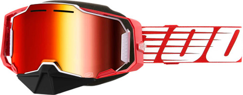 100% Armega Snowmobile Goggle Red W/ Red Mirror Lens 50008-10010