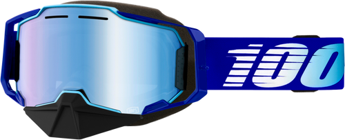 100% Armega Snowmobile Goggle Blue W/ Blue Mirror Lens 50008-10008