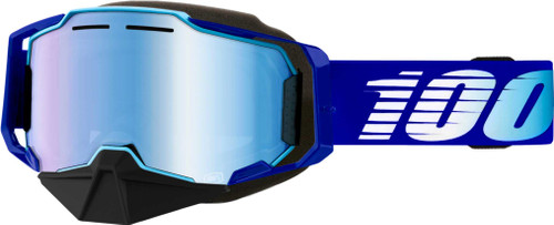 100% Armega Snowmobile Goggle Blue W/ Blue Mirror Lens 50008-10008