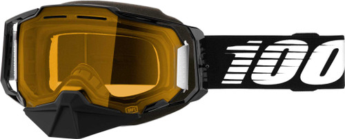 100% Armega Snowmobile Goggle Black W/ Ylw Lens 50007-10007