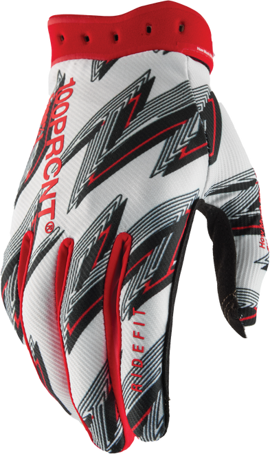 100% Ridefit Gloves White/Red Xl 10046-00024