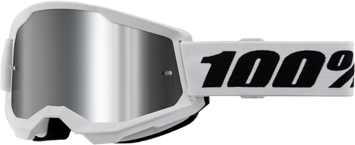 100% Strata 2 Goggle White Mirror Silver Lens 50028-00019