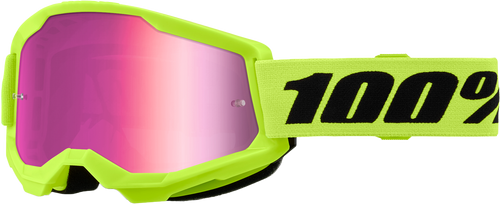 100% Strata 2 Goggle Neon Yellow Mirror Pink Lens 50028-00016