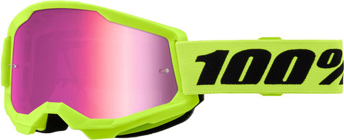 100% Strata 2 Goggle Neon Yellow Mirror Pink Lens 50028-00016