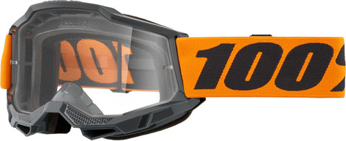 100% Strata 2 Goggle Neon Orange Clear Lens 50027-00015
