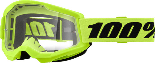 100% Strata 2 Goggle Neon Yellow Clear Lens 50027-00016