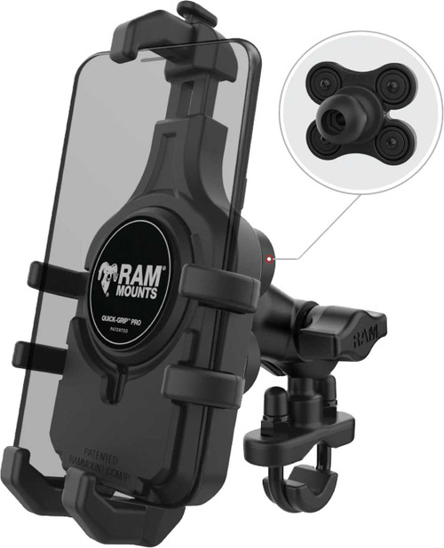 Ram Quick-Grip Pro Hbar Phn Mnt W/Vibe Safe Short RAM-B-149Z-A-PD5VU