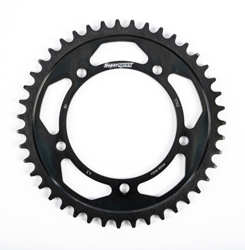 Supersprox Rear Edge Sprocket Steel 43T-525 Blk Hay/Suz/Tri RFA-1792-43-BLK