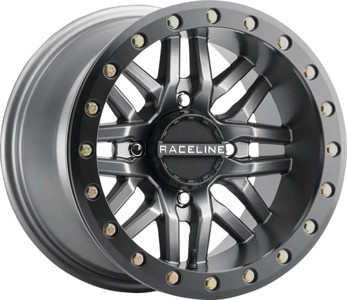 Raceline Wheels Wheel - Ryno - Beadlock - Rear - Gun Metal Gray/with Black Ring - 15x10 - 4/137 - 5+5 A91G-51037-55