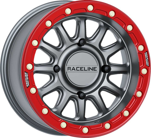 Raceline Wheels Wheel - Alpha - Front/Rear - Gun Metal/with Red Ring - 15x7 - 4/156 - +10 mm A14GR-57056+10