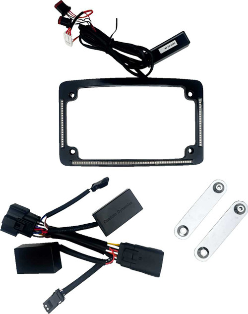 CUSTOM DYNAMICS License Plate Frame - All-In-One Auxiliary - LED - Black TF05-2026-B