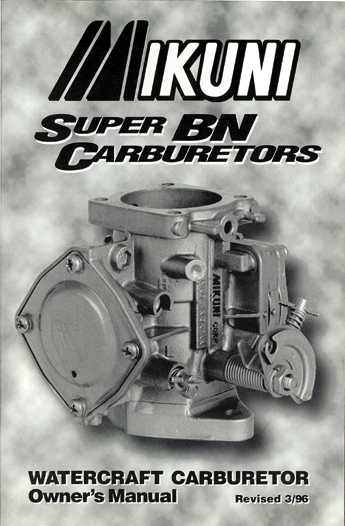 Mikuni Owners Manual For Super Bn Carburetors FMK-BN/004