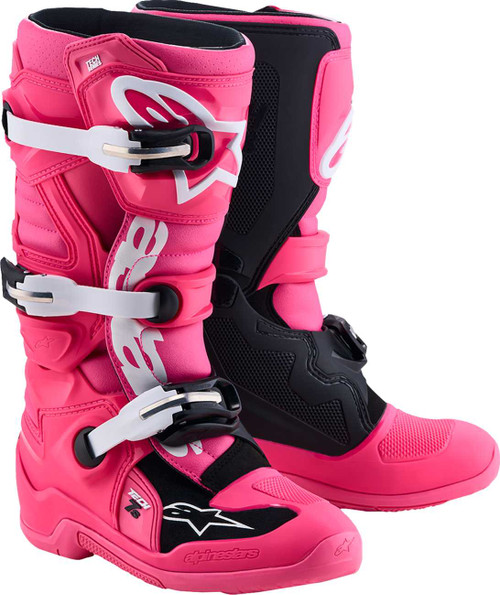 ALPINESTARS Youth Tech 7S Boots - Fluorescent Pink/Black/White - US 7 / EU 40.5 2015017-3187-7