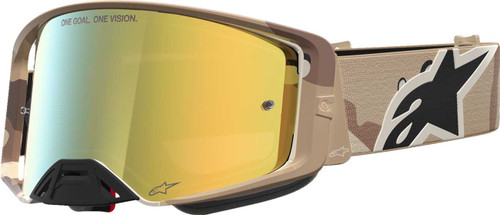 ALPINESTARS GOGGLES Supertech Goggle - Lone - Camo Desert - Gold Mirror Lens 5100627-8068