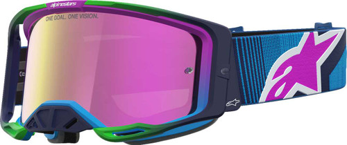 ALPINESTARS GOGGLES Vision 8 Goggle - Maven - Blithe Blue/Purple - Pink Mirror Lens 5101627-7358