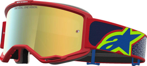 ALPINESTARS GOGGLES Vision 5 Goggle - Drag - Fire Red/Blue - Gold Mirror Lens 5101727-3239