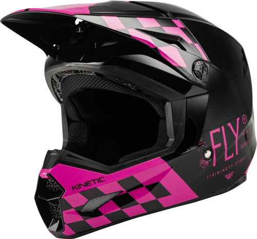 FLY RACING Youth Kinetic Lite Rival Helmet Gloss Black/Pink Ym 73-3477YM