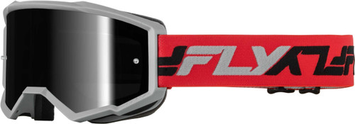 FLY RACING Zone Goggle Red/Grey W/ Black Mirror/Smoke Lens 37-51541