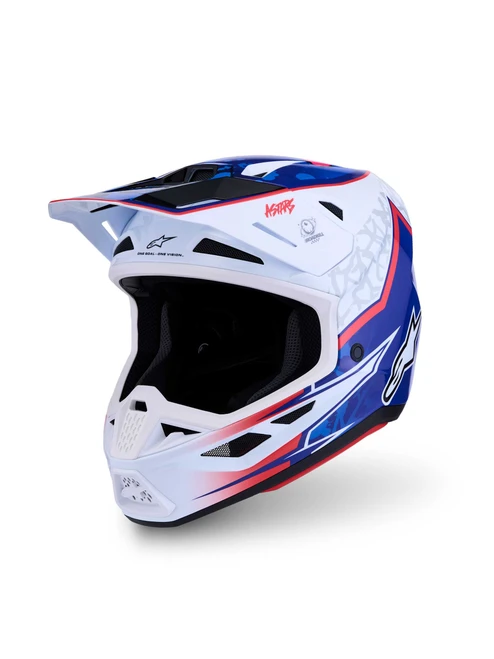 ALPINESTARS S-M7 Blaster Helmet Ece06/Dot Wht/Blue/Red Glossy 2X 8301627-2217-2XL