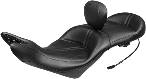 MUSTANG One-Piece Touring Seat - Heated - w/ Driver Backrest - Black 79723