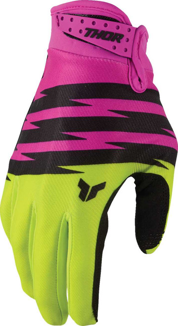 THOR Youth Launchmode Shockie Gloves - Acid/Fuchsia - Medium 3332-2308