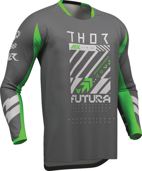 THOR Lauchmode Futura Jersey - Charcoal/Green - Large 2910-8898