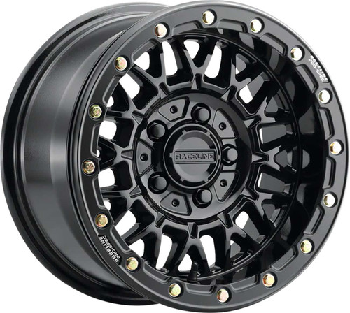 RACELINE WHEELS Wheel - Omega Beadlock - Front/Rear - Black with Gloss Black Ring - 15x10 - 5/4.5 - +10 mm A15GB-51012+10