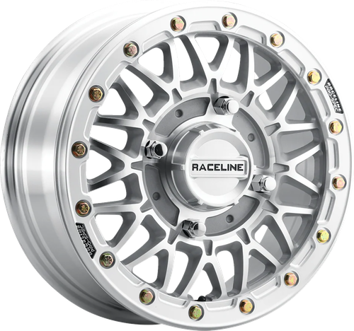 RACELINE WHEELS Wheel - Omega Beadlock - Rear - Machined with Gloss Silver Ring - 15x10 - 4/137 - +10 mm A15MA-51037+10
