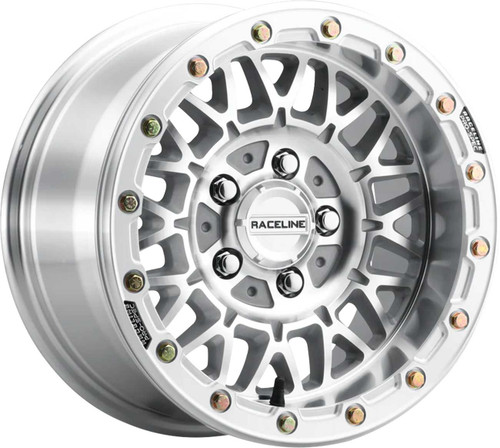 RACELINE WHEELS Wheel - Omega Beadlock - Front/Rear - Machined with Gloss Silver Ring - 15x7 - 5/4.5 - +53 mm A15MA-57012+53