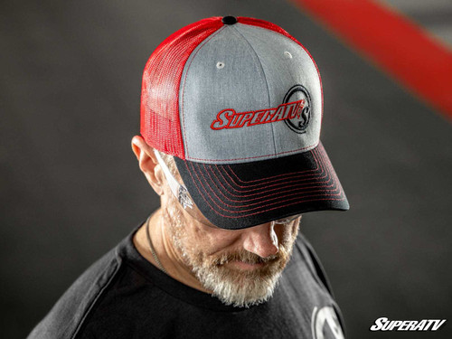 SuperATV Logo Grey and Red Trucker Hat -