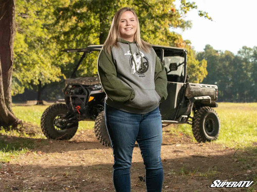 SuperATV Green and Gray Skull Hoodie - M