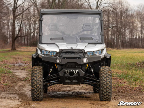 Can-Am Defender HD7 Vented Full Windshield - BreezeRite Vents - Scratch Resistant Polycarbonate - Clear