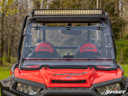 Polaris RZR XP 1000 Flip Windshield - 2014-2016 - Without Ride Command - Scratch Resistant Polycarbonate - Clear -
