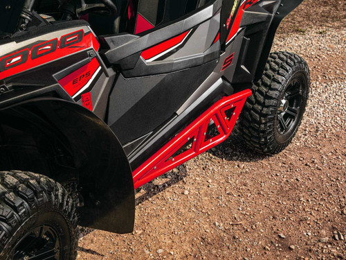 Polaris RZR XP Turbo Heavy-Duty Tube Rock Sliders - Red