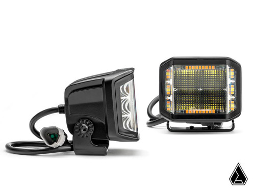 Assault Industries Side Mirror Light Bracket Kit - Maverick X3 Mounting Bracket - M10 - White + Amber Pod Lights -