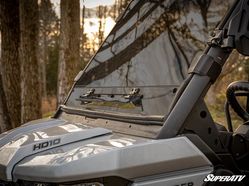 Can-Am Defender HD7 Vented Full Windshield - Flip-Up Vent Panel - Scratch Resistant Polycarbonate - Dark Tint