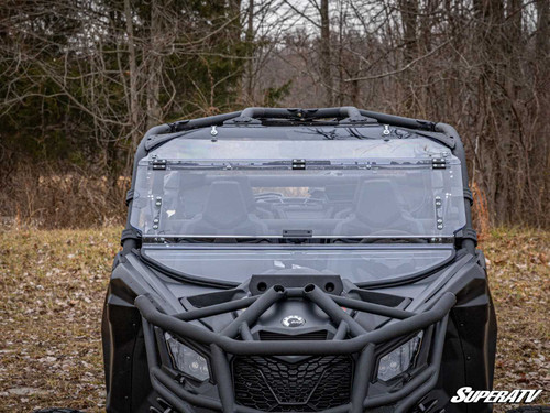 Can-Am Maverick X3 Flip Windshield - Scratch Resistant Polycarbonate - Clear