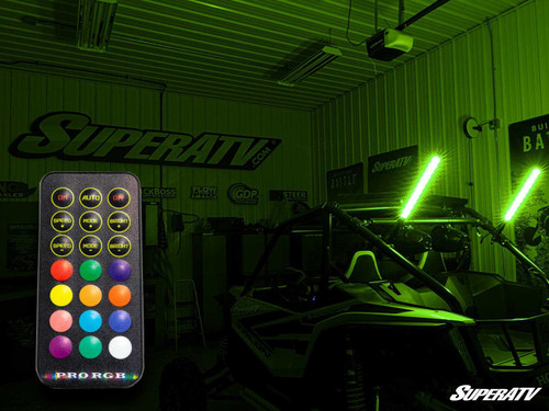 RGB LED Whip Lights - 2 Foot - 2 inches Horizontal Brackets