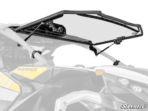 Can-Am Maverick R Scratch-Resistant Flip Windshield - Scratch Resistant Polycarbonate - Clear