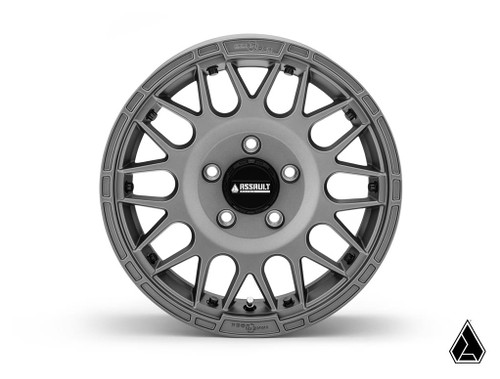 Intimidator Tires 34x10x15 on 15" Matte Titanium Hellfire Wheels 5/4.5 Pattern -