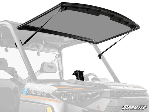 Polaris Ranger XP 1000 Flip Windshield - Crew Cab - 2024+ - Scratch Resistant Polycarbonate - Dark Tint -
