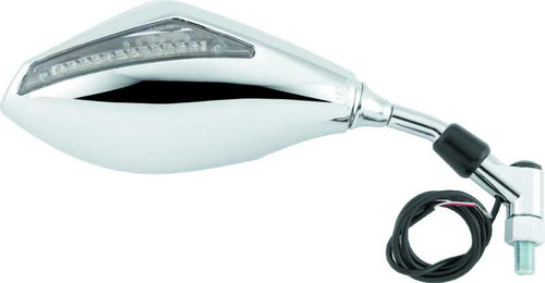 BikeMaster Universal Mirror with Integrated Turn Signals 10mm - Pair - Chrome 600298