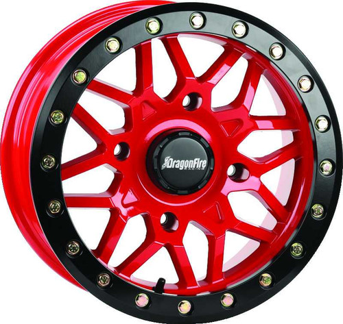 DragonFire Racing Typhon Wheel 15X6 4/156 5+1 +40 Machined Red 523208