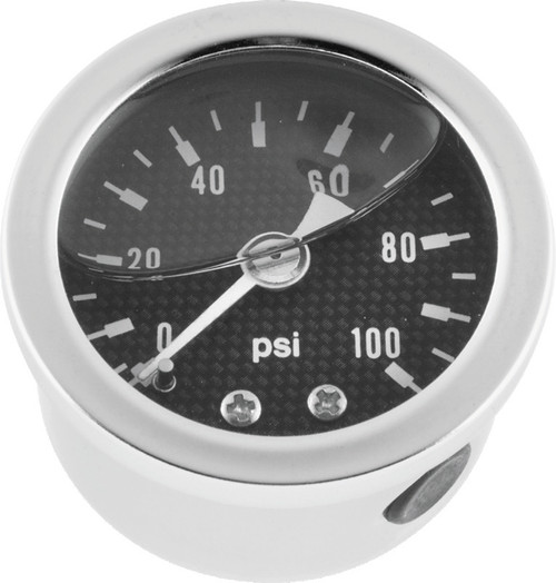 Bikers Choice 0-100 PSI Oil Pressure Gauge Carbon Face Stainless Bezel Liquid Filled Univ Custom 496456