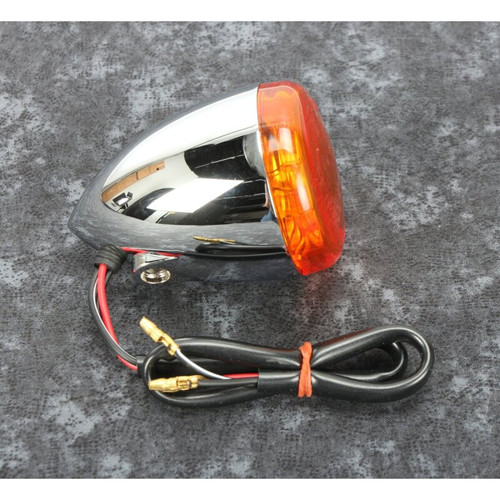 Bikers Choice Chrome Bullet Front Turn Signal Amber Lens Dual Filament Replaces H-D 68885-00 489937