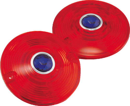 Bikers Choice 86-17 FLH FLT FLST Red Turn Signal Lens With Blue Dot Pr 491262