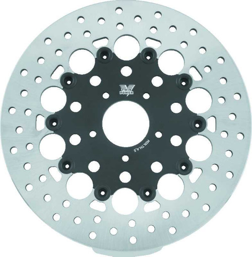 Twin Power 08-13 FLH FLT 08-16 FLHR 06-17 Dyna Front 11.8 Floating Rotor With Holes Black 666821